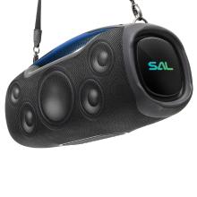 BT9000 - SAL BT9000 hordozható boombox, vezeték nélküli hangszóró, 100 W, IPX5, BT TWS, AUX, USB/microSD, Soft Touch gombok, ~10 h üzemidő, USB-C töltőkábel